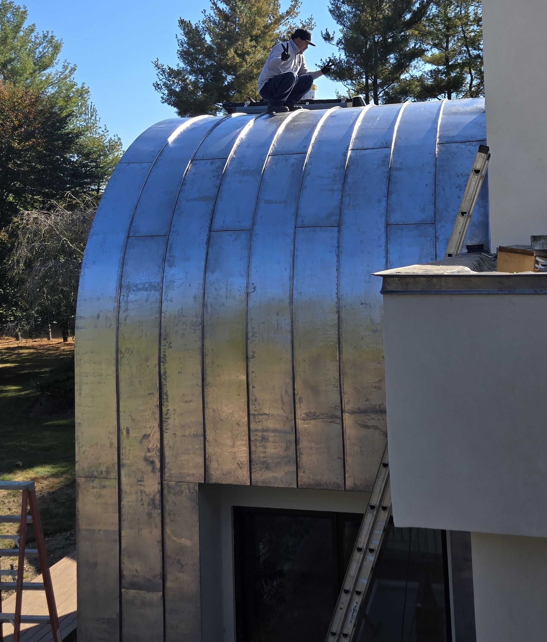 Standing seam copper metal roof